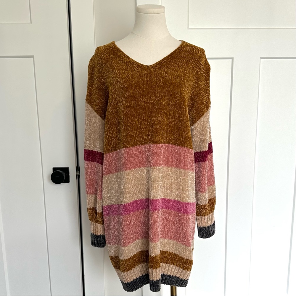 Chenille Striped Sweater Dress